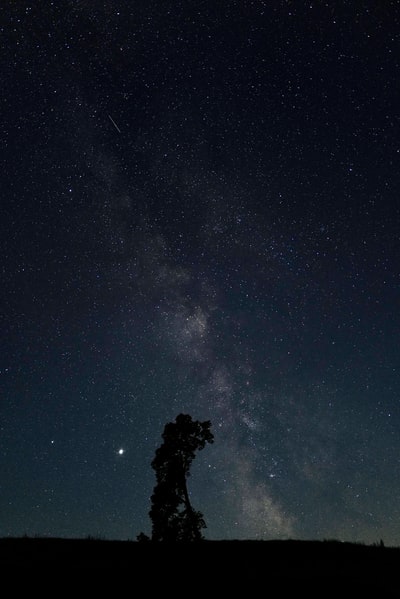 站在星夜下的男人的剪影